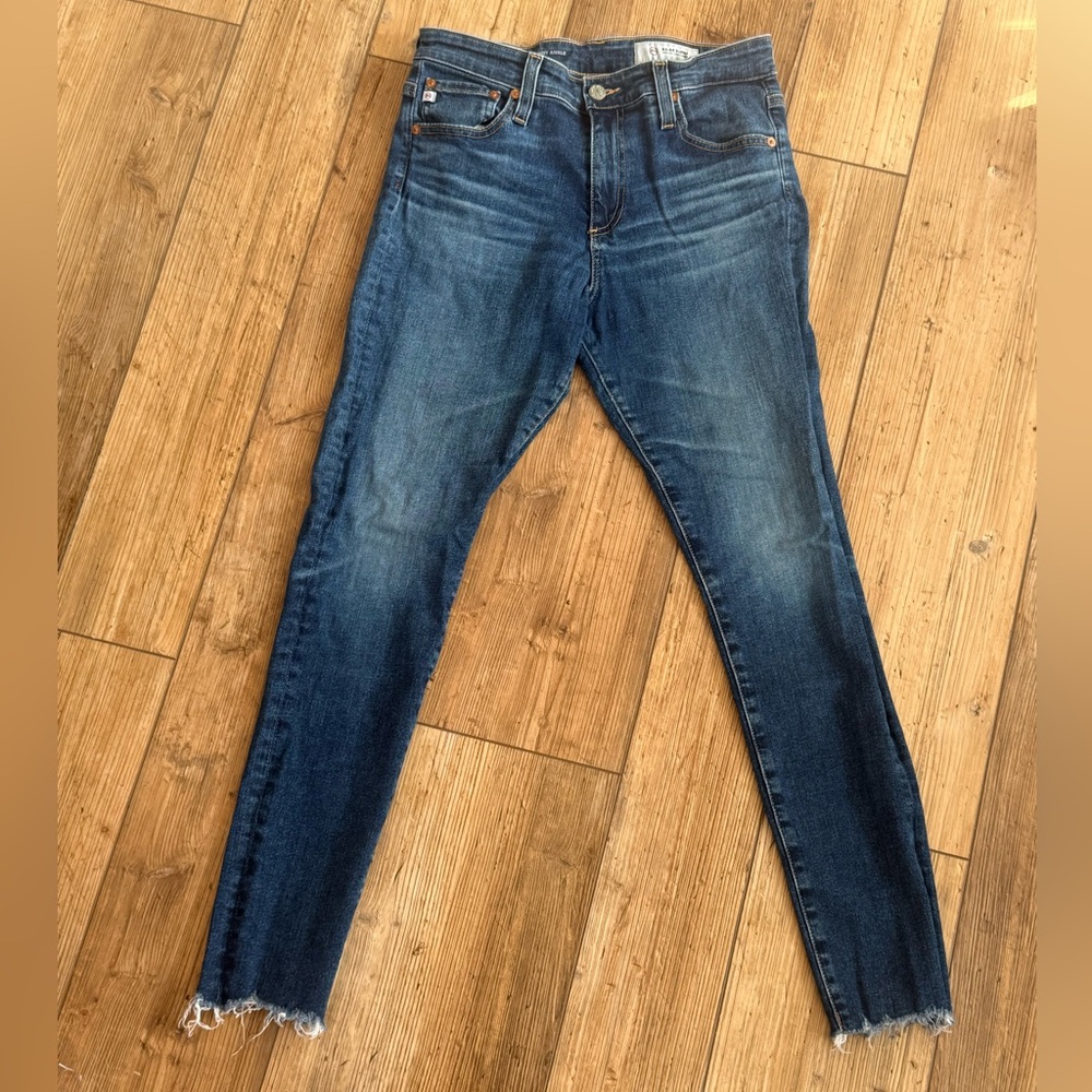 AG Adriano Goldschmied Dark Blue The Farrah High-rise Skinny Ankle Jeans